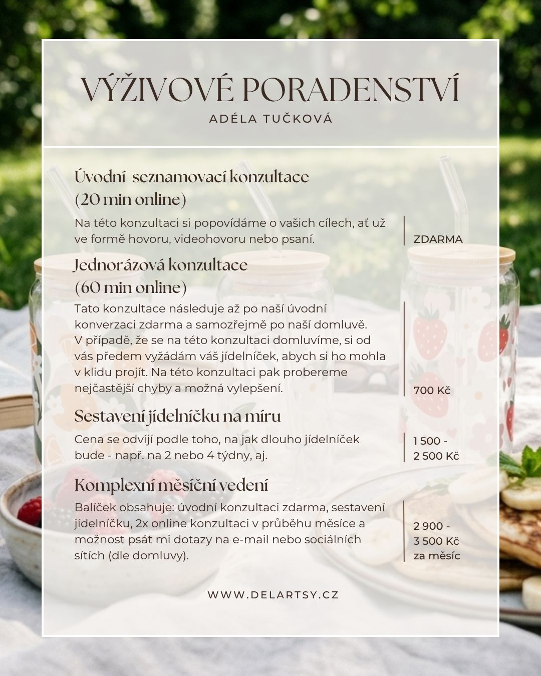 Ceník Výživové poradenství Adéla Tučková